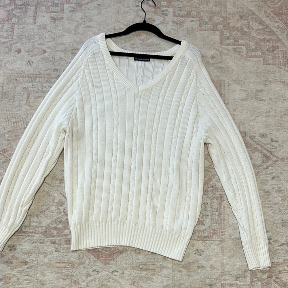 Brandy Melville white V-Neck Sweater